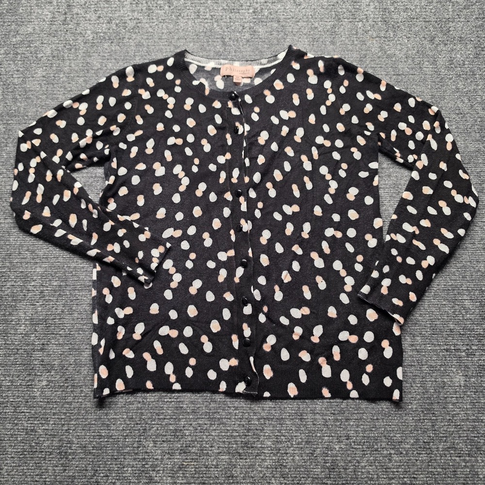 Philosophy Republic Clothing Cardigan Womens XS Black Polka Dot Sweater